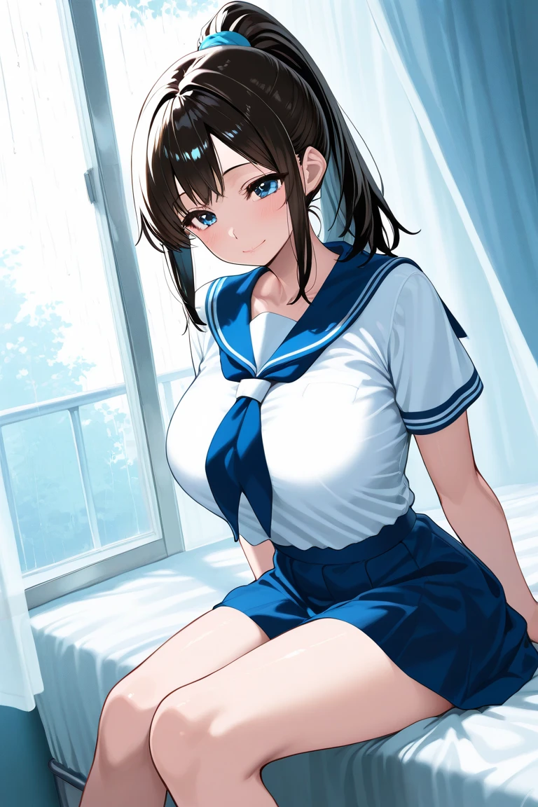 1 Girl, alone, nakano ichika, Pink Short Hair, (naked:1.3), (White apron), big breasts, Cleavage, Thighs, Cafe Background, (Blushing:1.2), smile、(masterpiece, best quality), nsfw, 1girl, sitting on school chair, pussy, (skirt lift:1.3),
heavy breathing, steam, smile, open mouth, sweat, frown,
BREAK 5 yo, (:1.5), black hair, (high ponytail, medium ponytail, curly hair), (aqua scrunchie:1.3), aqua eyes, (tareme:1.5), (huge breasts:1.1), hanging breasts,
BREAK ((school uniform, serafuku):1.0), (white shirt, white sleeves, short sleeves:1.2), (navy sailor collar), (aqua neckerchief:1.2), sleeve lines, bare arms,
BREAK (navy skirt), (white socks:1.2), loafers,
BREAK classroom,
headback