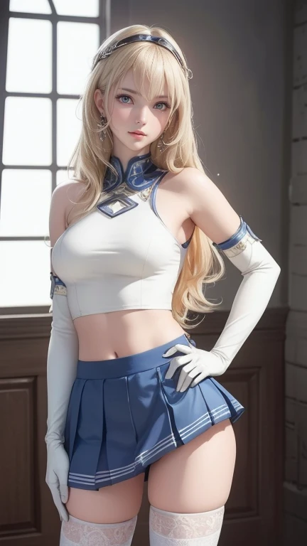 NSFW,table top、full:1.3、stand、8k、。.3D、realistic、super micro photography、highest quality、Highly detailed CG unity 8k wallpapers、from below、intricate details、(1 female)、28 years old、(sailor moon:1.6 Super Bishoujo Senshi sailor moon Mer1、Nether Warm Wind,land、sailor warrior uniform Sailor:1.5、sailor moon:1.5,Eternal sailor moon)、(Incredibly long and bright blonde pigtails:1.4、thin and very long straight twin tail blonde, bun hair、bun hair用の赤い丸い髪飾り)、((sailor warrior uniform、sailor color,pray miniskirt:1.5、Glossy pleated mini skirt:1.3、big red ribbon on the chest,,,,,、white long latex gloves,red gloves on the elbows、A gorgeous golden tiara on the forehead、ear nipple rings,Gorgeous Golden Jewels))、Extremely thin and fitted high gloss white holographic leather、High-gloss white latex high-leg swimsuit that shines like oil,(facial details:1.5、bright blue eyes、Beautifull expression、beautidfull eyes、Iris overview, shining eyes、thin唇:1.5、thin and sharp pale eyebrows,、long and thick eyelashes、double eyelashes、thin, thin and muscular,,,、small face、tall and big breasts、perfect proportions、big breasts thin waist、sexy model posing、dynamic pose,visible pores、enchanting smile、perfect hands:1.5、octane rendering、very dramatic picture、(moonの神性,space background、moon明かりの光線、moon、dynamic background、exquisite light and shadow、dynamic angle、detailed background),strong natural light、sunlight、Digital single-lens reflex camera、sharp focus: 1.0、maximum clarity and sharpness