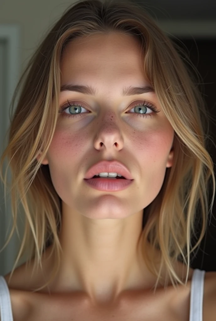(((ultrarealistic))), (Artistic realization), (ultra detailed face and eyes: 1.4), 1 girl, (rubio) , (naked) , (thick and unkempt hair), detailed eyes, (big detailed lips) , make up, (natural breasts). (( many sakura flowers around,  close up, close to the camera)), Dark frame atmosphere., (ultra detailed)