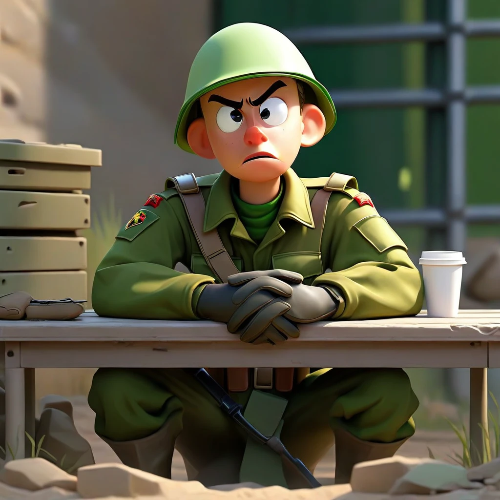 Sr Burns dona da usina nuclear, Simpsons character in a tank, wearing war helmet