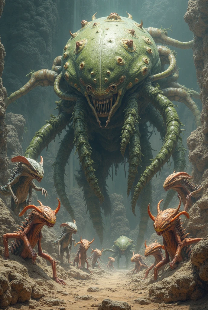 in (medium full shot:3.1) of lot of characters from (metal hurlant magazine:3.1), inspired by style of Jim Burns art, in apocalypse in chaotic world, oily and slimy creatures (with Creepy, Sci-Fi, Fantasy and Horror:2.9), horror movie, horrified, terrified, insane, disgusting, disturbing, Impactful, cgsociety, hyper-detailed, digital illusions, cyberspace, photorealistic, arts visuals. Ultra detailed, RAW photo, (cinematic:2.9), artstation style, concept art, masterpiece, 8k, realistic textures, (3D rendering:3.1)