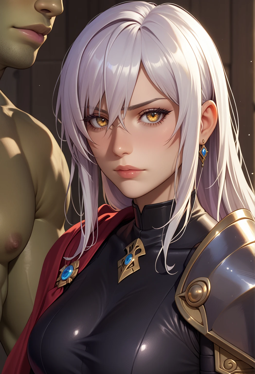 Attractive profile picture, masterpiece, ultra-precise rendering, beautiful and cool young man, trustworthy, dependable young man, savior of the world, simple design, most beautiful image, 4K, silver hair, light purpel eyes, black armor.