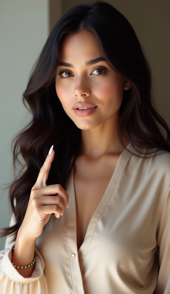Realistic full body photo of a smiling black-haired woman with long hair, She dances in front of the camera in a long A-line wedding dress with straps made of shiny white satin., Park,glamour fotoshooting, Wedding celebration, perfect anatomy, perfect brown eyes. Perfect hands with 5 fingers on each hand, Matching girl, look into the camera, 1 Frau. (Eye make up:1.1), (highly detailed skin:1.1), spirit, analog style, keen focus, 8K  UHD, dslr, good quality, Fujifilm XT3, Grain, Award-winning, ​masterpiece. Wedding celebration