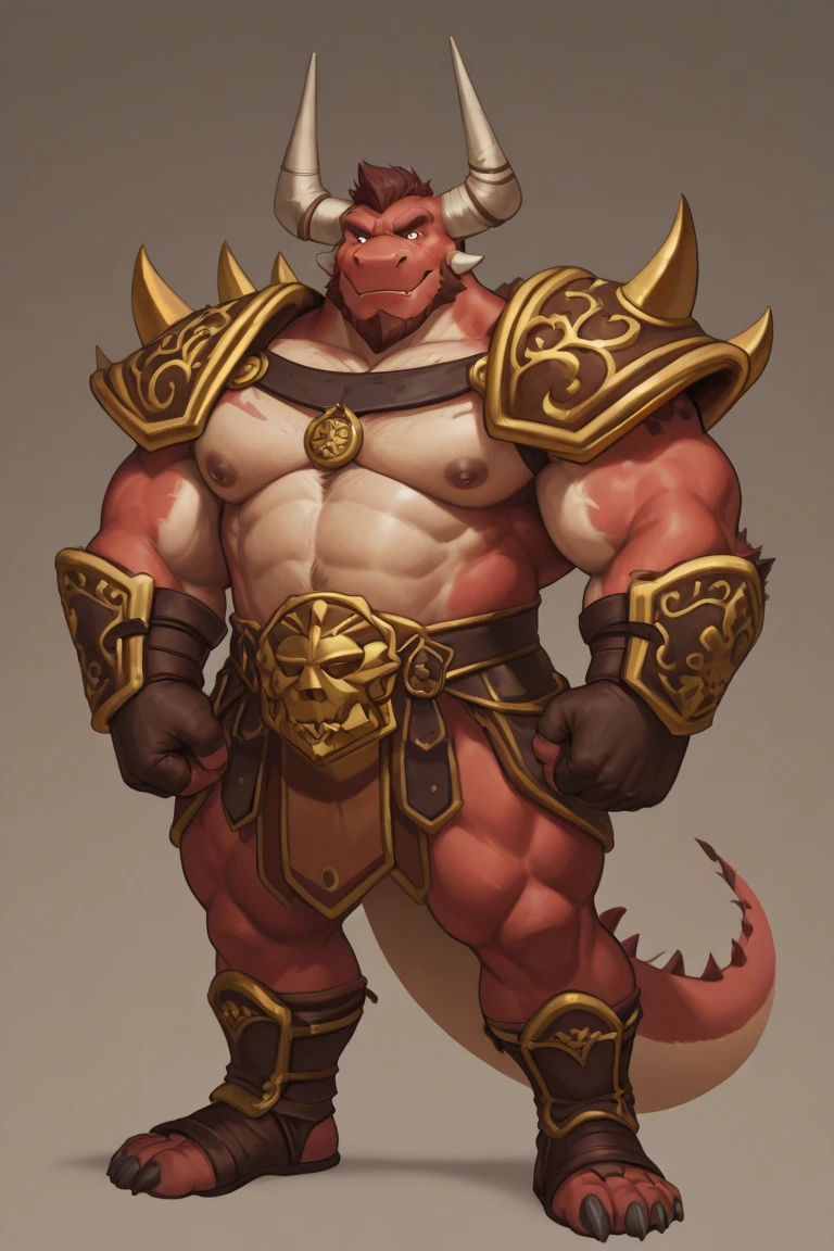 ultra-detailed, masterpiece, masterwork, high quality, best quality, hdr, posted on e621, (by darkgem), (nature), nsfw, (male), solo, chibi, (red little body minotaur), dragon, (long golden hair, yellow eyes, white chubby body), stylish pose, standing, dynamic angle, (nude, long foreskin, micropenis, pubic hair, balls)