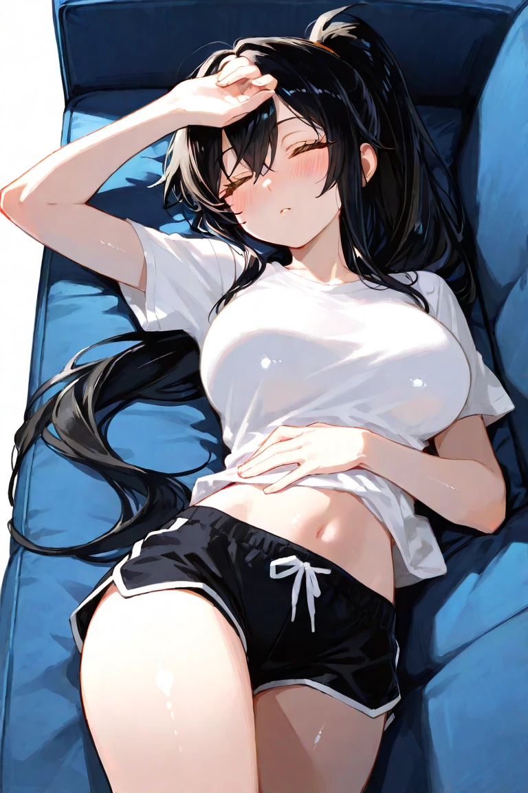 One woman、Lying on your back、Eyes closed、Losing consciousness:1.1、With legs apart:1.1、profile、belly button、Boxing Wear、Boxing Ring