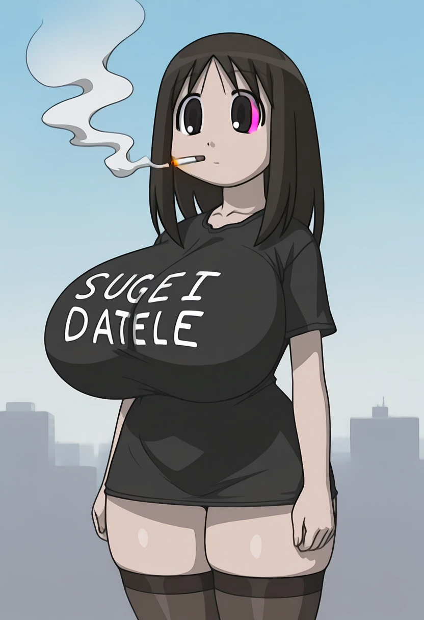 w3day_14, 1 gothic girl, black lipstick, braids, black hair, shirt tug, masterpiece, best quality, highres, best illumination, depth of field, complex background, detailed background, city, nigth, (wearing a big bulbous diaper), plastic backed taped diaper, puffy diaper, poofy, heart emojis