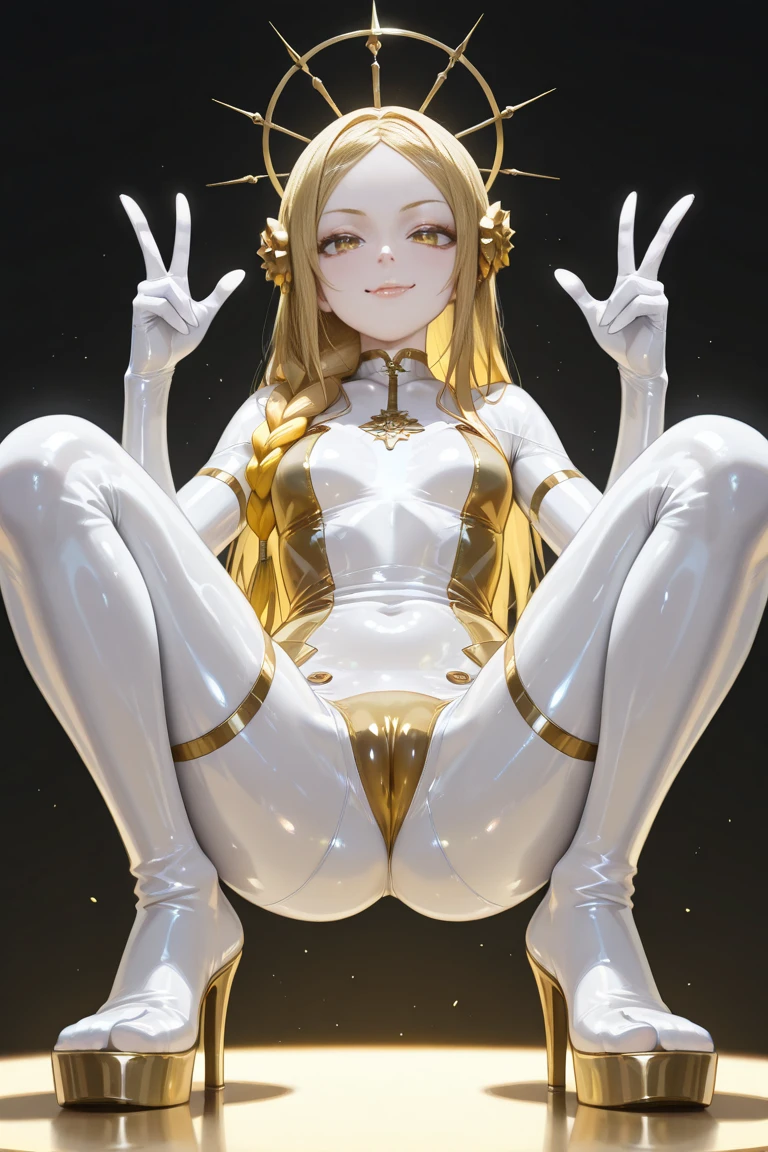 Full body, perfect hourglass body, perfect anatomy, (golden tanned skin:1.4), large boobs, silver hair, pinned down on a bed, in a spaceship, arched back, (alien VR headset on her head), (tentacles ripping her clothing), (tentacles under suit:1.4), infecting her body, (compromised spacesuit:1.4), (ripping suit apart:1.2), (detailed face and eyes:1.4), aroused face, enjoying, horny crossed eyes, looking up, ahegao, shocked, (blushing:1.4) face, alien mind enslavement, neon heart eyes, (thigh high socks), 8k, HDR, realistic res, high quality resolution, rendered by pixar, realistic neon lighting.