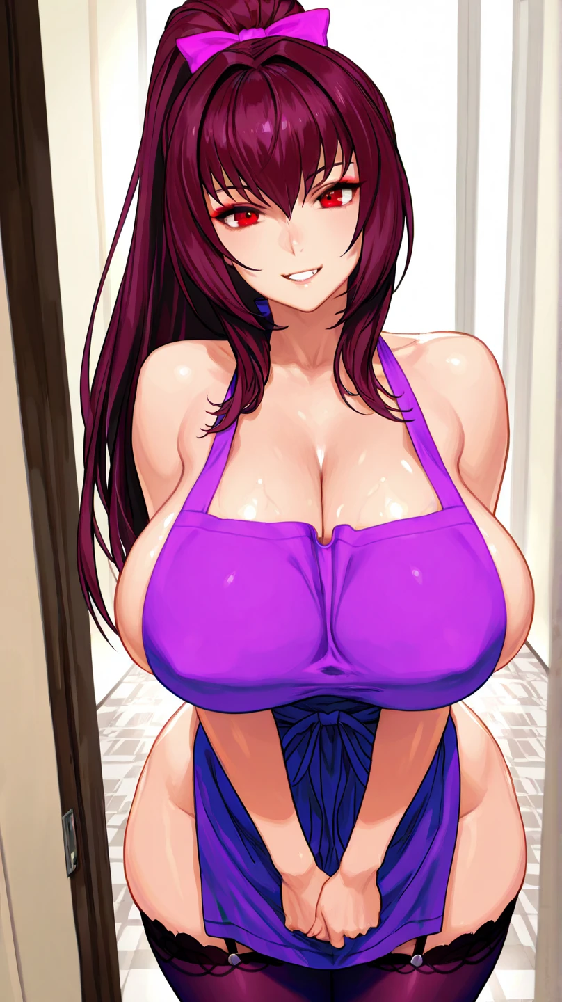 big lips, Brown hair, pink eyes, japanese face, improve, improve grin, two sides up, huge breasts, Wide hips, sexy, detailed, room, Hits, (evil smile1.4), kawaii, skirt lewd, lewd, GOOD, lewd costume, lewd shirt, choker, lewd skirt, lewd shirt,navel piercing,ropa interior lewd