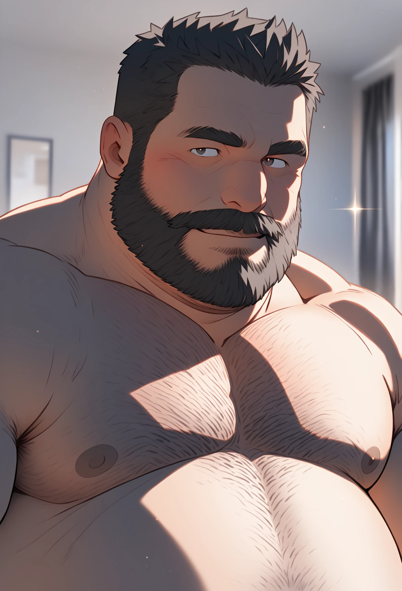 RAW, realistic photo of overweight and heavyset shirtless 30-year-old bearded pro wrestler wearing black briefs and relaxing in bed with both arms behind his head,Detailed image dynamic image. Only plump, chubby, extremely thick thighs, large belly, fat, age 50, soft, plump, thick, hairy man with a beard and glasses lies naked on the sofa, his penis is 35 cm (melhor qualidade,4K,8k,high resolution,obra de arte:1.2),ultra-detalhado,realista:1.37,homens,grown-up homens,old homens,fat white muscular homens,cabelo da barriga,large bulges, the woman is having sex with the man in bed, the woman is giving oral sex to the woman, the man is fucking the woman very hard,good man is screaming with pleasure