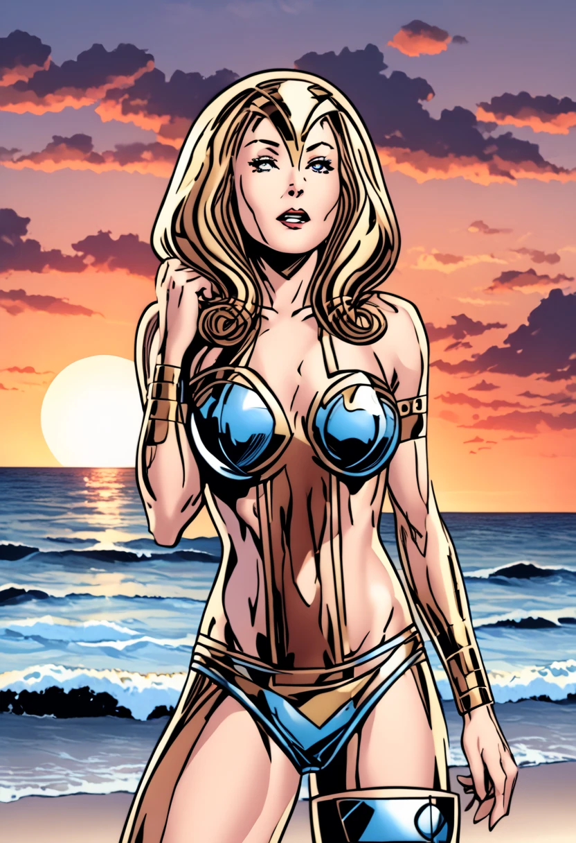BLOND WOMAN AT THE BEACH AT MAYAMI