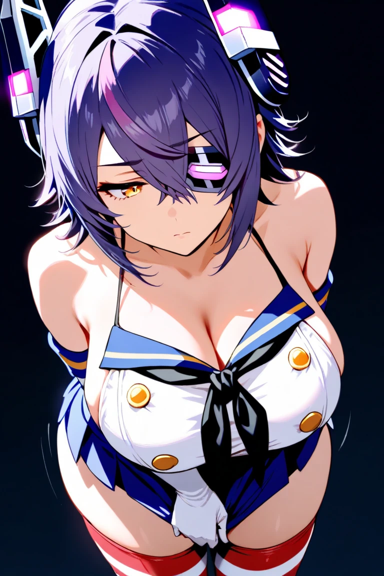 (((highest quality, High resolution, Like Japan cartoons))) ,(((Bear耳,Bear,beastman))),blue eyes, 1 girl, alone, looking at the viewer, blue hair, medium breasts, No bra,closed mouth, clavicle, white kimono, Broken kimono,cleavage,Two-dimensional beautiful girl,Japan anime beautiful girl