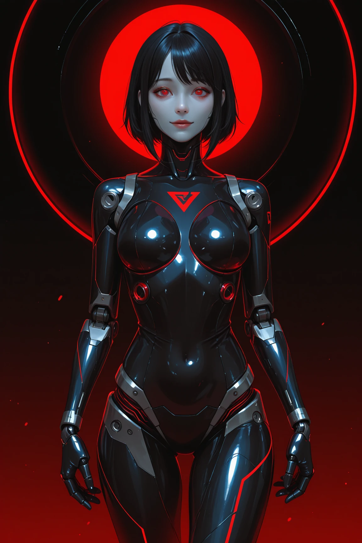 1 girl, solo, (look at viewer), ((Best quality)), ((masterpiece)), (detailed:1.4), ((upper body)), 3D, an image of a beautiful cyberpunk female,HDR (High Dynamic Range), Ray Tracing,NVIDIA RTX,Super-Resolution,Unreal 5,Subsurface scattering,PBR Texturing,Post-processing,Anisotropic Filtering,Depth-of-field,Maximum clarity and sharpness,Multi-layered textures,Albedo and Specular maps,Surface shading,Accurate simulation of light-material interaction,Perfect proportions,Octane Render,Two-tone lighting,Wide aperture,Low ISO,White balance,Rule of thirds,8K RAW, (((red eyes))), (((liquid metal black short hair))), Christina Chong beautiful face, narrowed eyes. smirk. black braided hair , (dark skin:1.2), red eyes, black hair, short hair, medium breasts, batgirl bodysuit, belt, (( batgirl amor))
