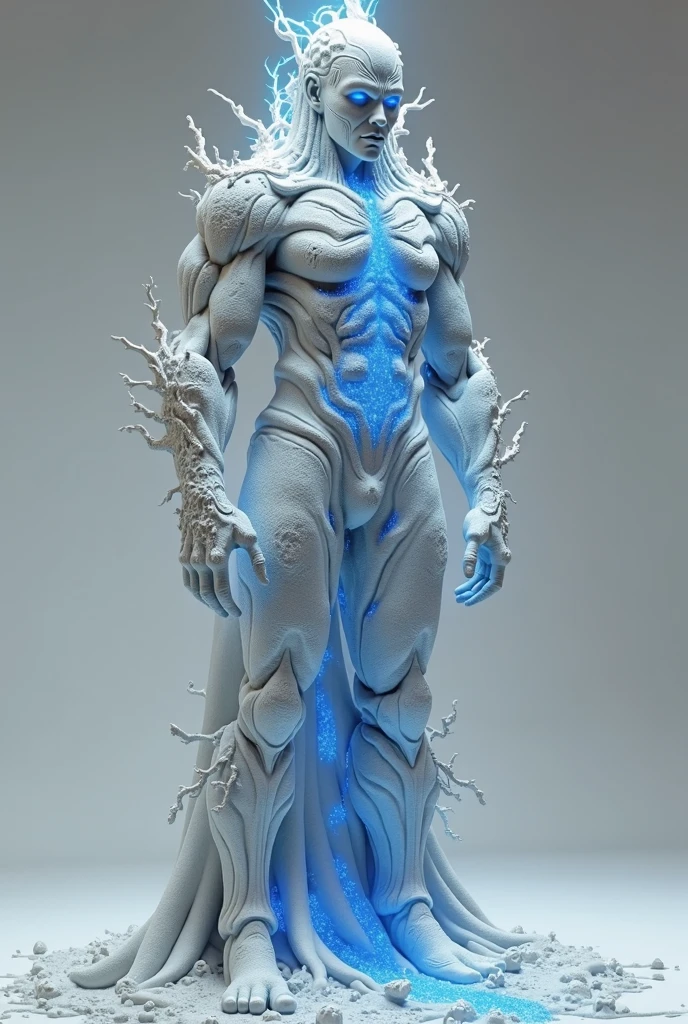 A tree-like creature embedded with blue crystals. It has a human-like shape, a large body, and a medium-sized blue crystal floating on its head.