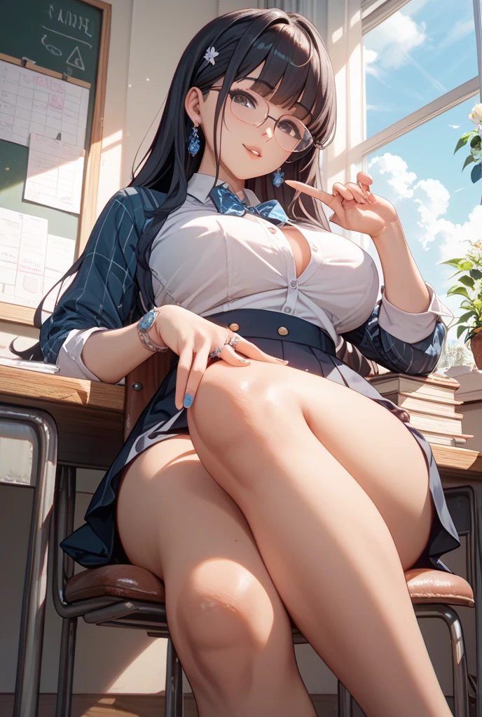 quadratic element,Female schoolboys,big breasts exposed cleavage,Raised sexy,bookbag,earnestly,Slim abs,adolable,Large breasts,highways,black lence stockings,looking at book,inattentive,Breast patches