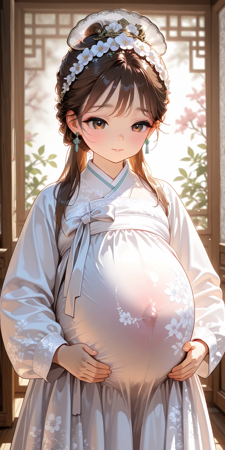 China Princess (儀modeで妊娠させられる) pregnant woman blush Functionality shiny red long sleeve clothes Hanbok milking Mother breast milk child mode