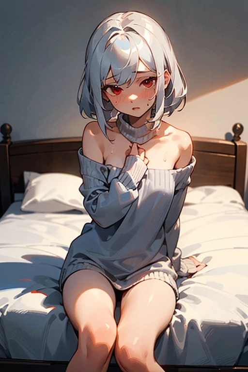 White lingerie、camisole、Unstable thoughts、Desire to dominate, Creampie, NSFW、bed、Insertion state、Heavy breathing、Lots of sweat、Electric current runs、Gray Hair