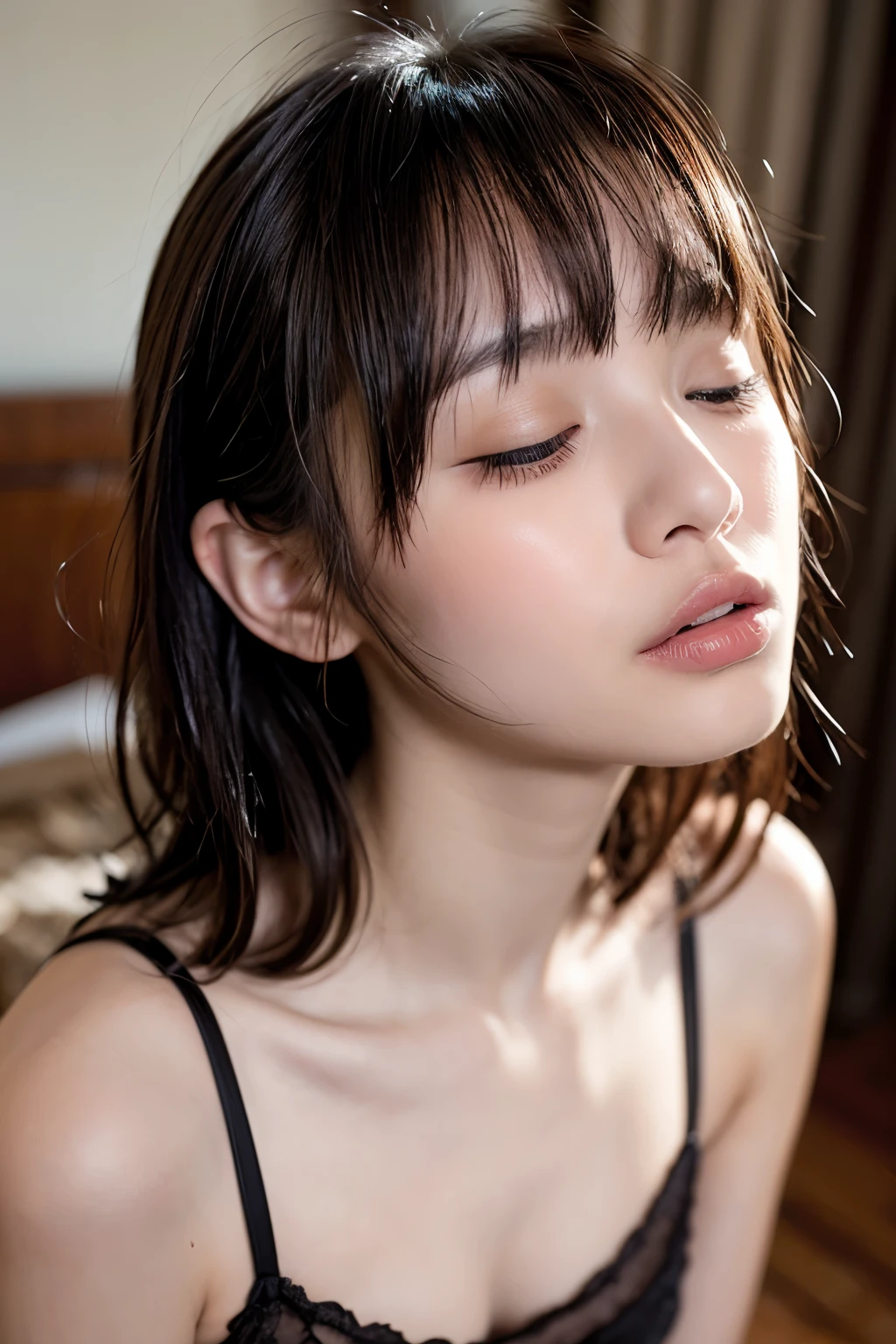 (Fine skin:1.2),(Shiny skin:1.1),8k,highest quality, masterpiece, Ultra-high resolution,(Realistic:1.4), RAW Photos,(Soft saturation:1.3),(Fair skin:1.2),1 female,Improve,Compensate,(lipstick:1.1),(eyeliner:1.2), Brown eyes, Looking at the audience, 19 years old, Detailed face, Perfect female body, Medium Hair, Messy Hair, Asymmetrical bangs, Light brown hair, highly Detailed face, (Written boundary depth), (bikini), bridge, building, city, city lights, colorful, night, Ocean, Outdoor, scenery, null, wood, water, bridge, island,
masterpiece, highest quality, Moody lighting, Blue Hour, Japanese Idols, Eyes closed,Biting your lip,(Wrinkles between the eyebrows,(((I'm having an orgasm)))),blush