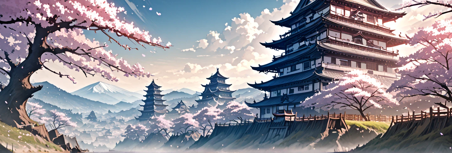 Cartoon with several frames of a huge city floating in a space comparable in size to Atlantis, Majestic and graceful panorama of Mt. Fuji、Princess Konohanasaku smiles kindly、The princess's breasts are huge、Japanese clothing fluttering in the wind、The best illustrations、