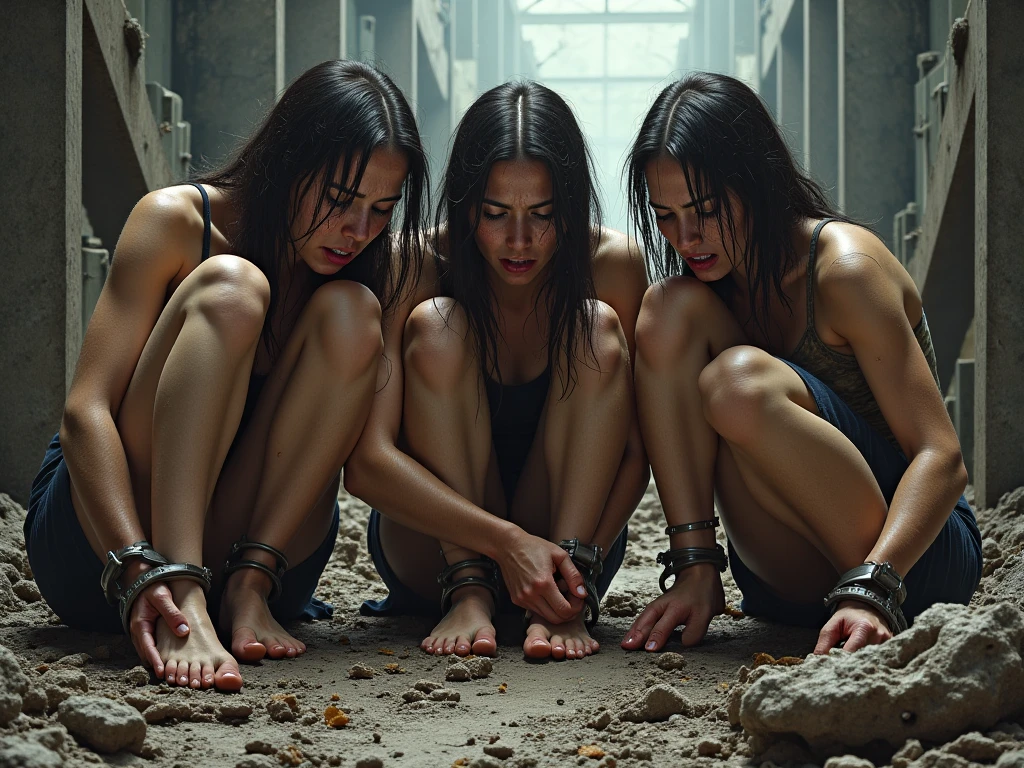 the women all caressing each other as the men watched, everyone naked, in a bomb shelter at night, during the apocalypse, anal focus