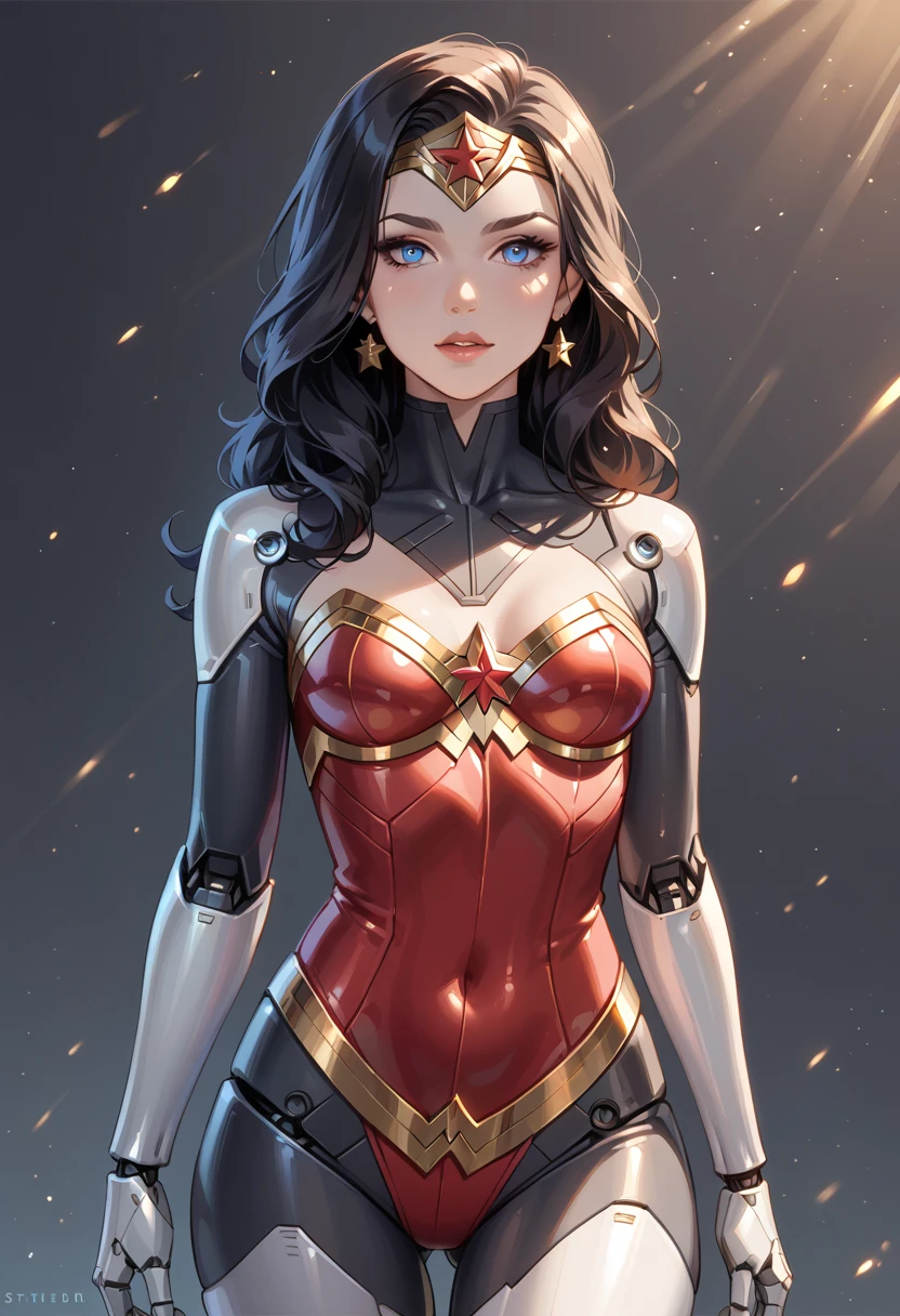 Nijistyle, muscular superheroine, corpo perfeito e proporcional, pose sexy, corpo inteiro, estrelas de 5 pontas, garota sorridente de cabelo super curto loiro, American influence, wearing Captain America's outfit, Michael Creese, usando um escudo redondo, Michael Hussar, fundo branco, short cut, roupa azul vermelho e branco, melhor qualidade, alta qualidade, foto editorial, absurdres, obra-prima, detalhe intrincado, grain of film, suas delicadas faculdades humanas seguram as notas ilustradas 2D, detalhe 4k, passo a passo