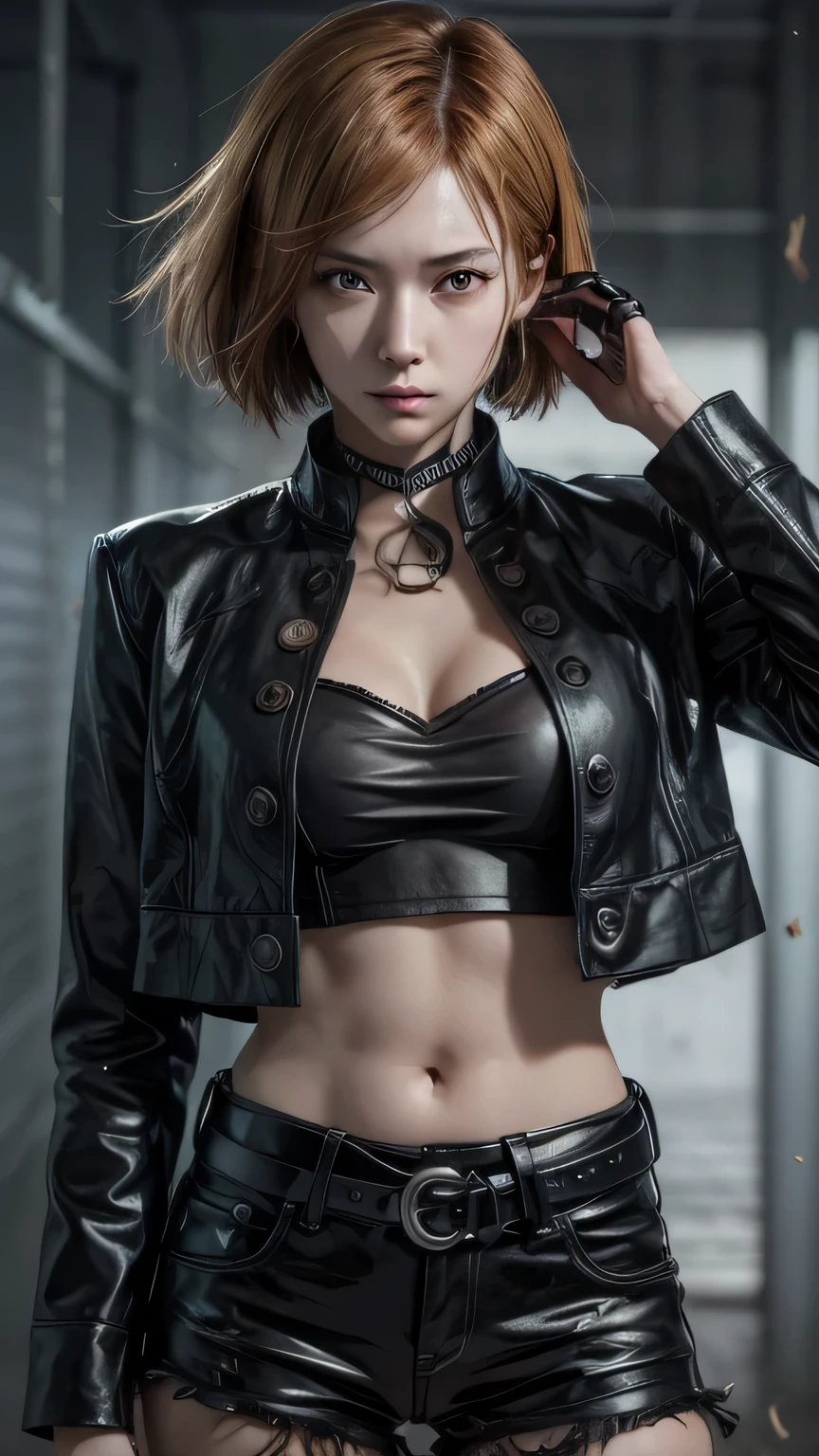 (masterpiece:1.2), ultra detailed, ultra high res, (realistic, photo realistic:1.37), high detail RAW color photo, professional photograph, extremely detailed face, extremely detailed eyes, extremely detailed skin, extremely detailed fingers, highly detailed nose, highly detail mouth, Perfect Anatomy, Highly detailed background, (a famous actress of Japan:1.2), (gals:1.3), (flat chest:1.6), brown race, dark skin, (blonds hair:1.3), (wearing an urban techwear:1.5), black tube top, collarbone, midriff, navel, cargo pants, white tech shoes, empty Tokyo train platform, from below, low angle, cinematic lighting,