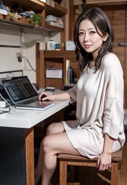 A Cute Girl playing game with computer backup teal wall