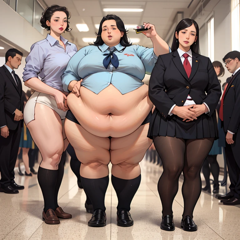 Anime girl surrounded by fat men