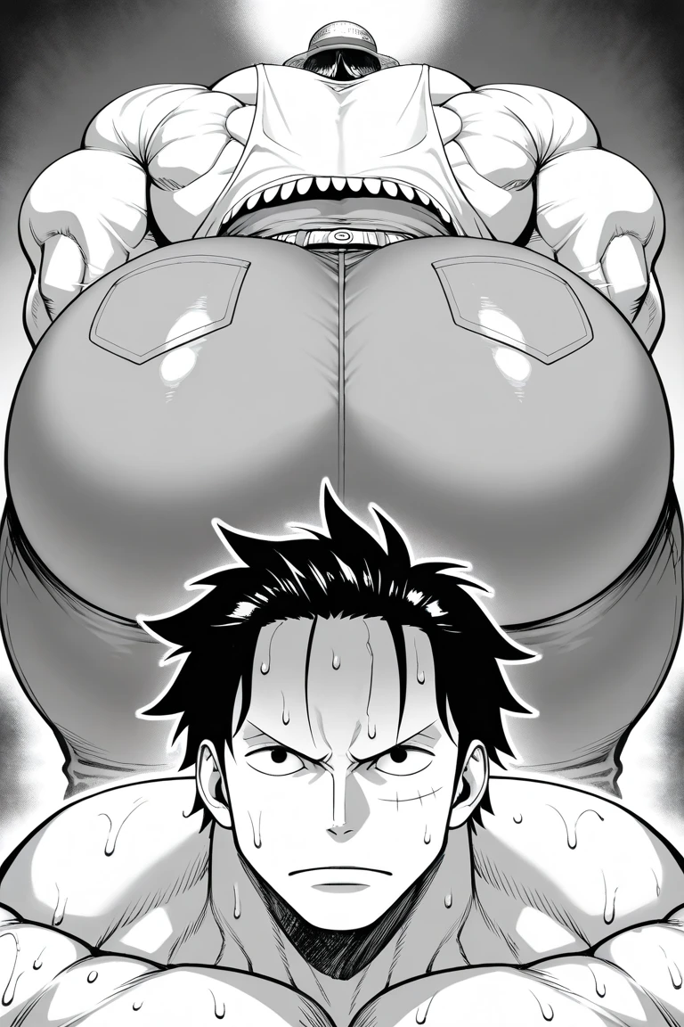 bakugou katsuki, mirko, Face to face, bilateral symmetry, two women, anger, huge breasts, veins of anger, hatred, Hatred, grimacing, nudity, angry, steam, saliva trails, sweat, huge breasts, anger, nudity, angry veins, muscular woman, symmetrical, equal, screaming, shiny skin, abs, chubby, scarred, thick legs, thick arms, fat overall view, symmetrical, symmetrical, symmetrical, short of breath, Punch in the belly