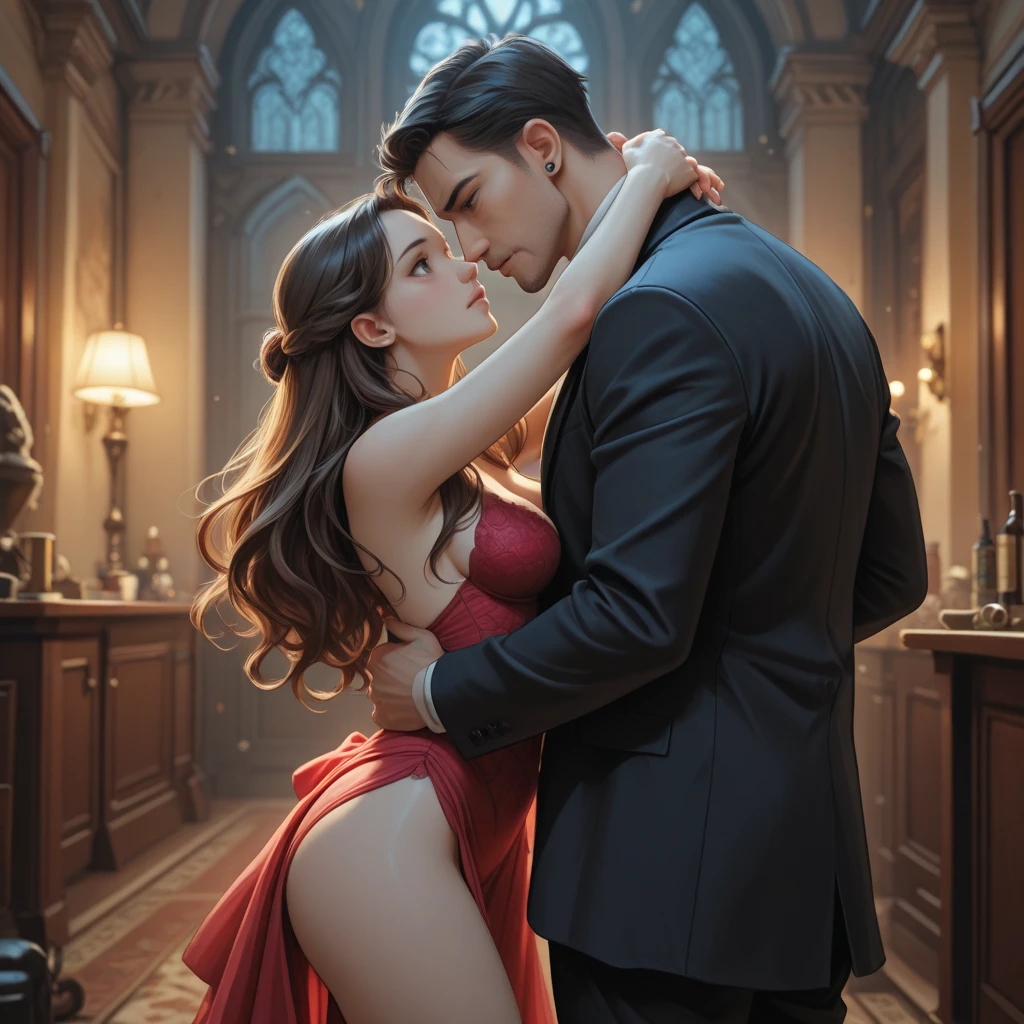 (romantic scene),(Pessoas bonitas e detalhadas),(atmosfera sensual),(casal amoroso),(intimate embrace),(toque suave),(Desire and passion),(luz suave de velas),(flawless skin),(energia sensual),(lindamente emoldurado),(amazing photography),(erotic art),(Elegante e elegante),(sutil e de bom gosto),(Seductive Expressions),(romantic setting),(sonhador e encantador),(Strong connection),(desejo e prazer),(lowkey lighting),(beijo apaixonado),(Romantic music),(palavras sussurradas de amor),(intimidade compartilhada),(happy ecstasy),(pecaminosamente viciante),(provocante, mas de bom gosto),(artistic and provocative),(sensual e sedutor),(sensualidade sutil),(captivating and erotic),(amor apaixonado),(undeniable chemistry),(exploration of desires),(irresistible temptation),(seduzindo os sentidos),(intense emotions),(Lovers not Paradise),(amor sem limites).