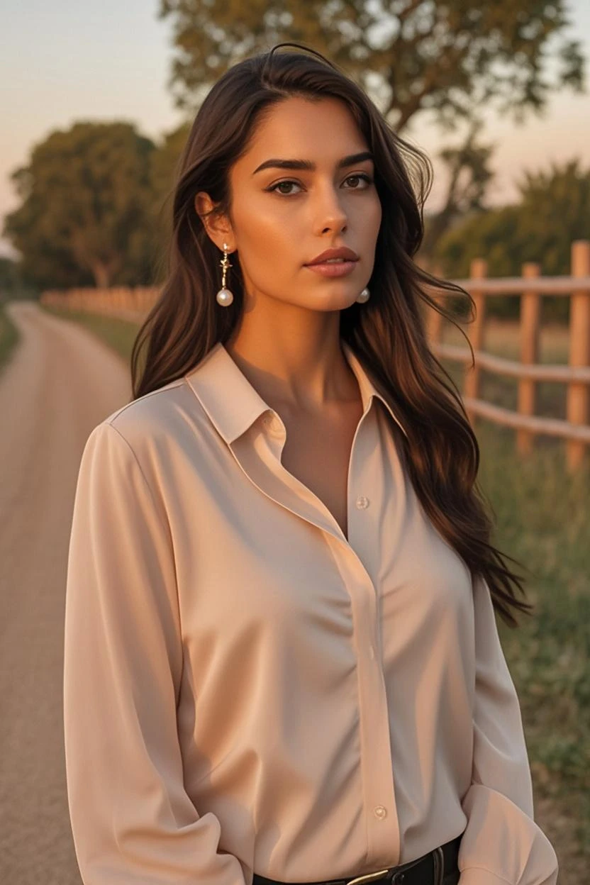 Woman in white shirt and blue jeans posing for photo, Tanned Amira al-Tawil, wear a white shirt на пуговицах, wearing a a white blouse, dressed in a white shirt, wear a white shirt, wear a blouse, white shirt and jeans, lovely white shirt, wear a white shirt, a white blouse, Cream-colored blouse