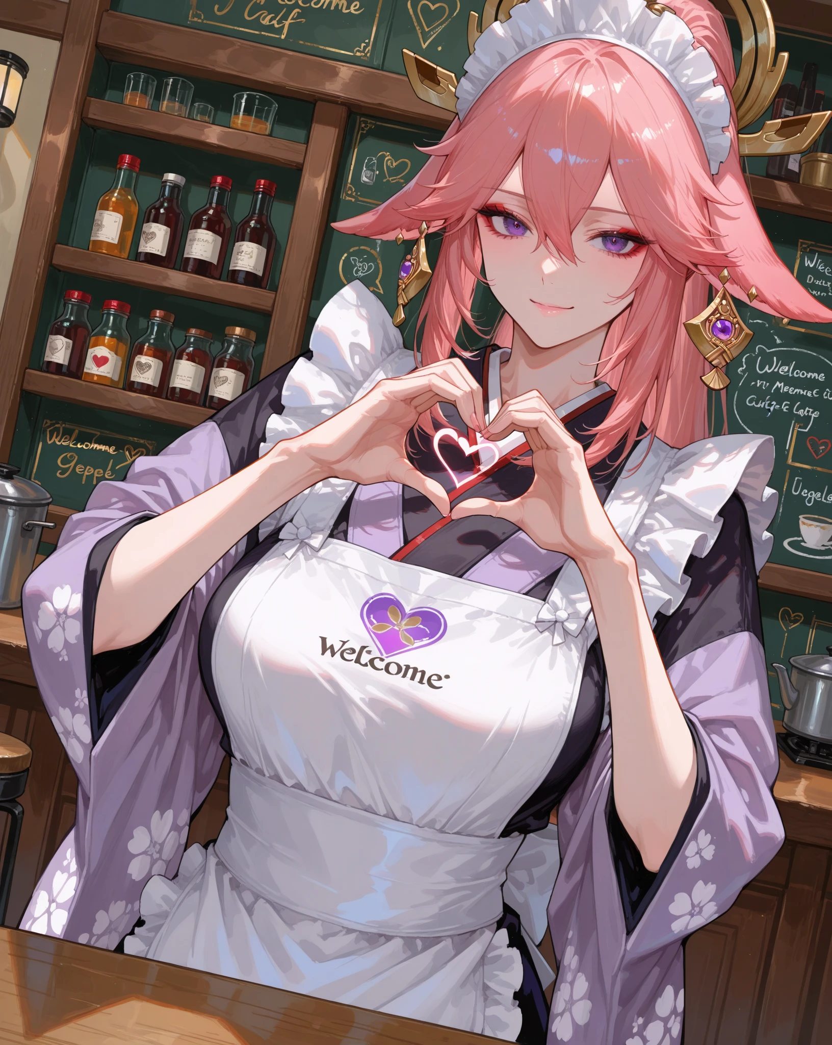 (fantasy:1.5),(anime,8k,masterpiece, top quality, best quality,beautiful and aesthetic:1.2,professional illustrasion:1.1,ultra detail:1.3,perfect lighting),extremely detailed,highest detailed,incredibly absurdres , highres, ultra detailed,intricate:1.6,(Alchemy Workshop:1.4),A girl mixing,Medicine in many small bottles,holding small potion,colorful:1.4,zentangle,(1girl),(girl),(Three kingdoms female warload),(highly detailed beautiful face and eyes,firm breasts),oily skin,((black,hair,short bob with short pony tail hair)),thin pubic hair,cute,lovely,34 years old,alchemist costume,Merchant's Clothing,smile,in the kitchen,smile,seductive weak smiling,(with sparkling eyes and a contagious smile),open mouth, Looking at Viewer,