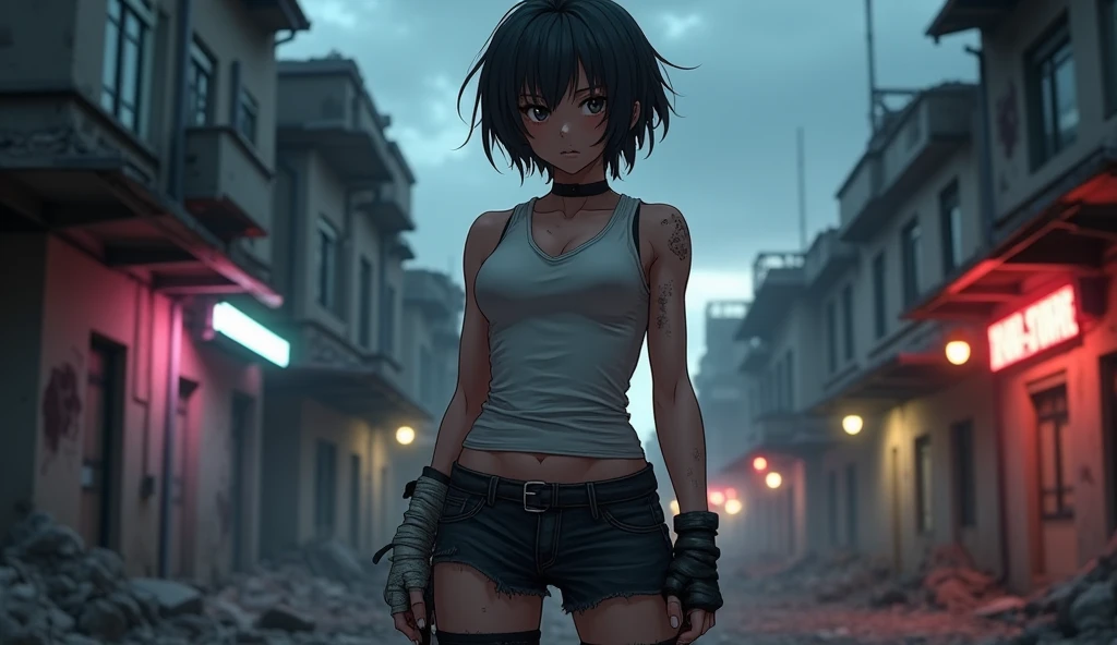anime anime whole Semi-short hair Short Bob Gray Hair woman Big Breasts Gray Hair Shorts Black V-neck T-shirt anime whole body anime whole body smile 33age whole anime画像 Black gloves cool anime 黒いShorts Big Breasts anime anime field Black V-neck T-shirt cool anime anime anime 短くBlack gloves cool Mischievous Evil Smile Strong eyes Mischievous