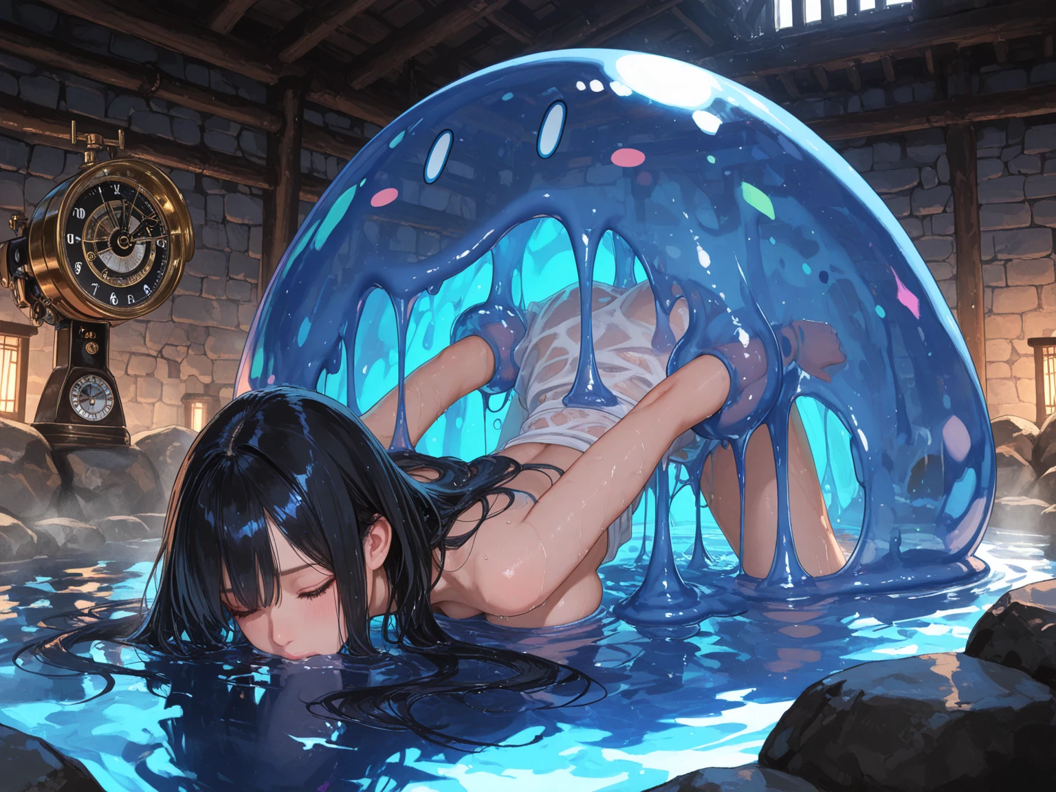 (Photorealistic: 1.2), Masterpiece, Ultra High Resolution, RAW Photo, Best Quality, 1girl, tentacles, tentacle world, countless tentacles, naked, cum on body, covered in cum, dripping thick white fluid, milk, thick white fluid on body, thick white fluid dripping from tentacles, cum on face, thick white fluid dripping from ceiling, (tentacle sex:1.3), tentacle in pussy, slimy tentacles, tentacles covered in thick white fluid