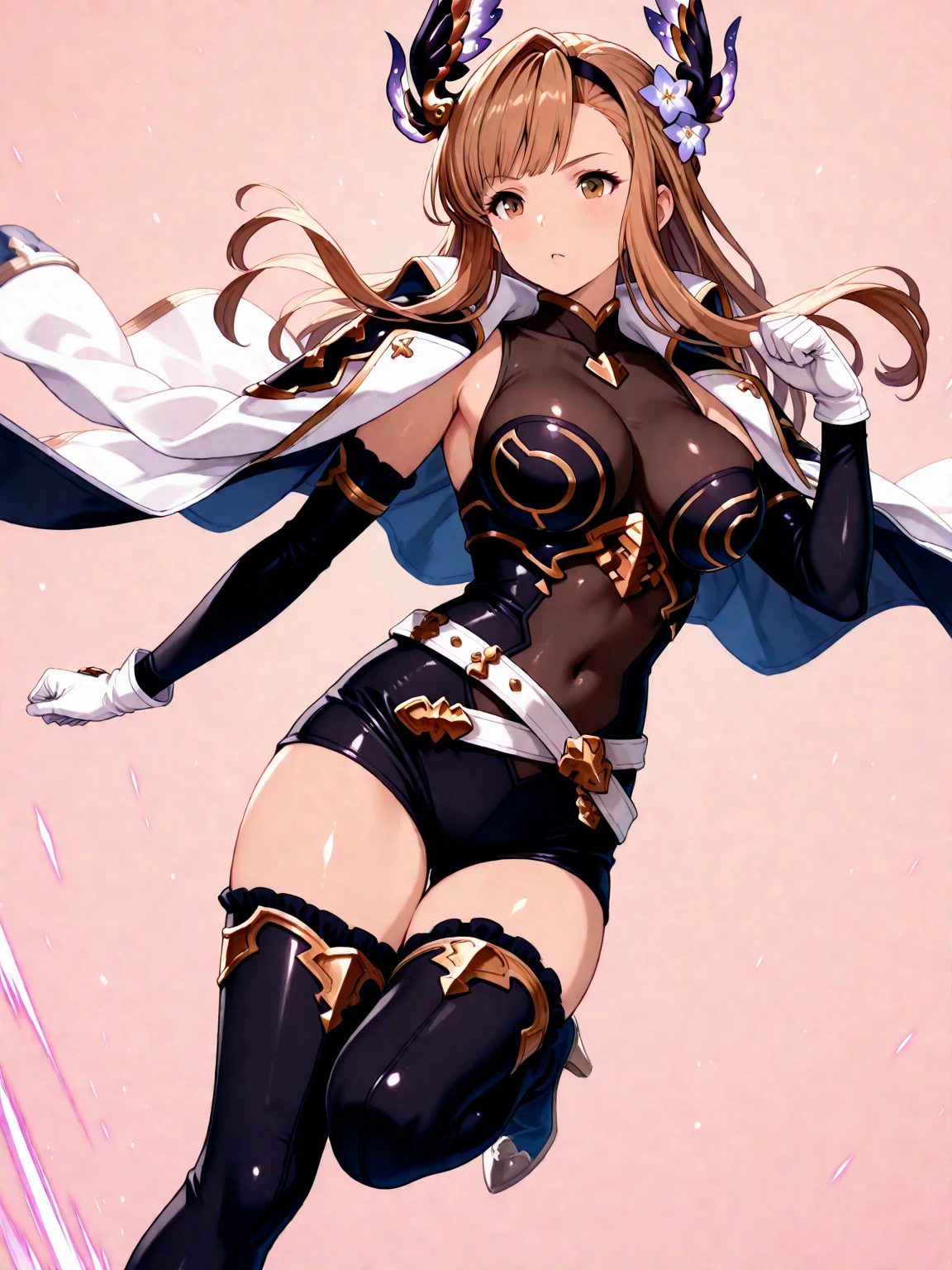 Full body close-up, create an elegant atmosphere), White short skirt, White hair shawl, graceful flow, elegant movements, lewd smiling smile expression (red blush), floating in the air, (1 girl), Slender figure)