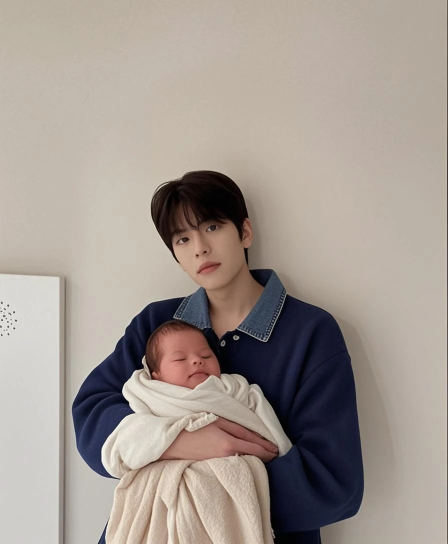 Korean man with a newborn son 