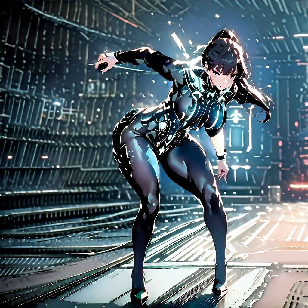 absurdres, highres, ultra detailed, (1 girl: 1.2), (((dark tanned skin: 1.4))), abs: 1.3, round ass, black necklace shoker, unity 8k wallpaper, a woman, wet, water drops, sweat, Dynamism, cinematic shot, intricate details, (lifting jacket: 1.3), grab ass, (visible skin: 1.3), sexy clothes, tease, playful expression, seductive pose, (masterpiece, ultra highres, detailed background:1.5), (intricate surroundings: 1.3), (elaborate scenery:1.3), (rich textures: 1.3), (detailed lighting: 1.2), (dramatic shadows: 1.2), (vivid color palette: 1.2), pool, body twisting, seductive pose, Dark hair, Short and ((Spiky) Pixie haircut), bright lighting, cyberpunk