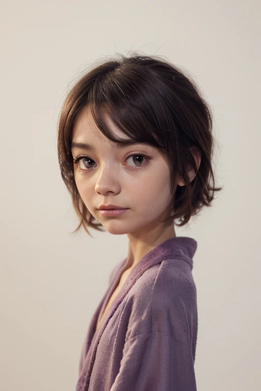Realistic 5 year old kindergarten scrawny girl brown hair brown eyes. Very realistic