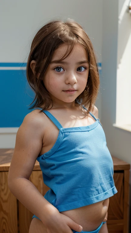 9 year old girl, tank top, miniskirt