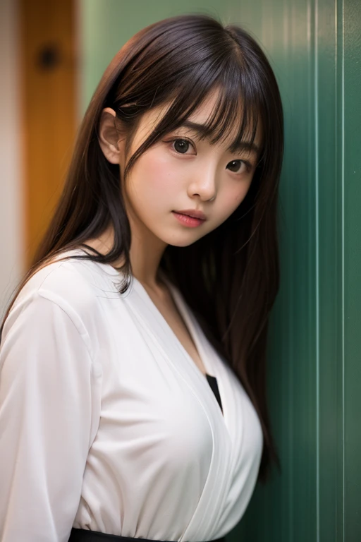 (masterpiece、16k image、high resolution、highest quality)、solo、One Girl、(Japanese Girls' High School Sailor Uniform,perfection)、(Perfect Anatomy,Beautiful body、Healthy Body、Beautiful Skin)、sunny day、Black-haired、ponytail、black eye、On the way home、Small Tits:1.5、School zone、artistic.、Beautiful woman、Beautiful Body、smile、