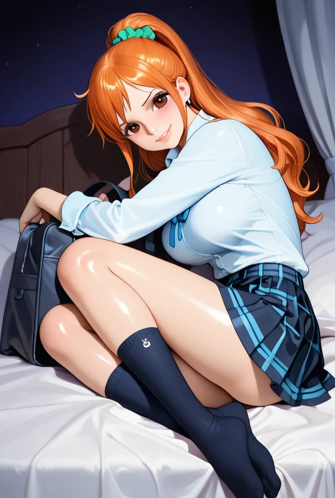 nsfw, (highly detailed beautiful face and eyes:1.2), (((lying))), 1girl, solo, huge breasts, (lift shirt, show off breasts), (orange hair:1.1), (long straight hair), (orange eyes:1.2), (spread legs), (sailor school uniform), ((red tie)), (navy blue pleated mini skirt:1.3), from below, (white pantie, lift skirt, pantie shot, blush), (blushing:1.6), (town overview), detailed landscape, (best quality,masterpiece:1.2), intricate details, extremely detailed,8k resolution, natural lighting, hair fluttering in the wind,