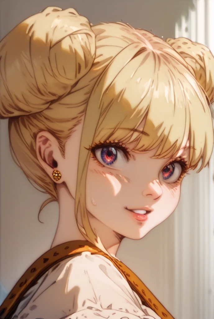 Optimal，masterpiece，High resolution，highest quality，Hyper HD，Very detailed，Award-winning，16k，alone，（Upper Body），Correct ???????，Beautiful Cyberpunk Girl，Upper Bodyの写真、Cute face，，blonde、Long Hair、Twin tails、Braid, Hairline，（（Scarlet Eyes）），Long eyelashes，Drooping eyelids，White skin，((Shoot from the front:1.5)), ((camisole:1.5)), ((See-through:1.5)), ((Clock Top:1.5))、rocket , (Large Breasts),