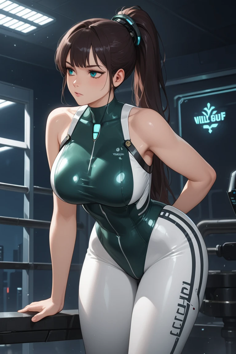 ((very slim)) Riley Reid, ((((huge boobs)))), (masterpiece), (beautiful face), smiling, 8k, (8k), (blue eyes), (best resolution), (best quality), hot gym outfit, at the gym entrance, (full body photo), at a night (((curvy silhouette)))