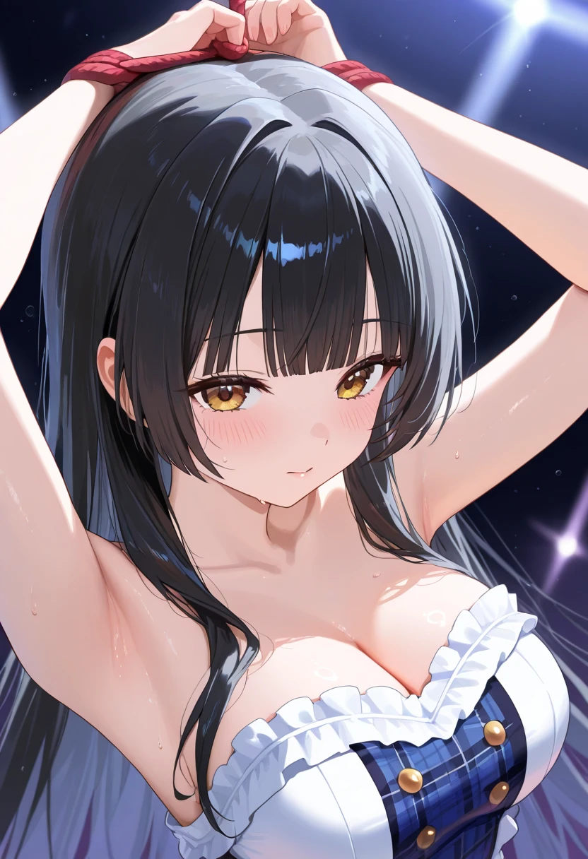 (looking at viewer:1.5),upper body,(open arms for viewer:1.5),Shooting from above、
 Realistic, real person, (pale skin: 1.2), RAW photo, photorealistic, shiny skin, shiny hair、
(A 25-year-old woman with medium-length hair and bangs) and (wavy hair) and (brown hair) and (Orange Eyes)、(white) and (T-shirt) and (v neck) 、(Cleavage:1.5)、
Tears of Joy,blush,,Midnight in the Park、(Night Sky:1.5)