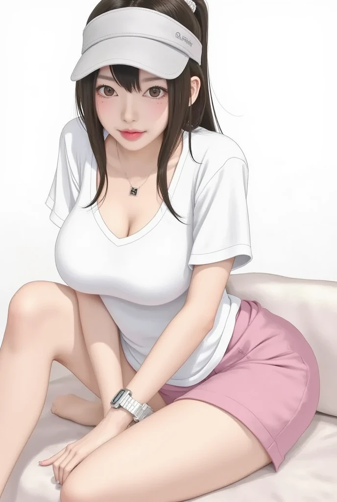 girl,my mom,long wet ponytail brown hair,he tall,sexy pose my mom,super big breast,(P cup),age 17,cheerfull,happy and smile detailed face,sexy my mom long wet shirt and skirt outfit,full body,red peach lips,sitting on home,her nose was red in home