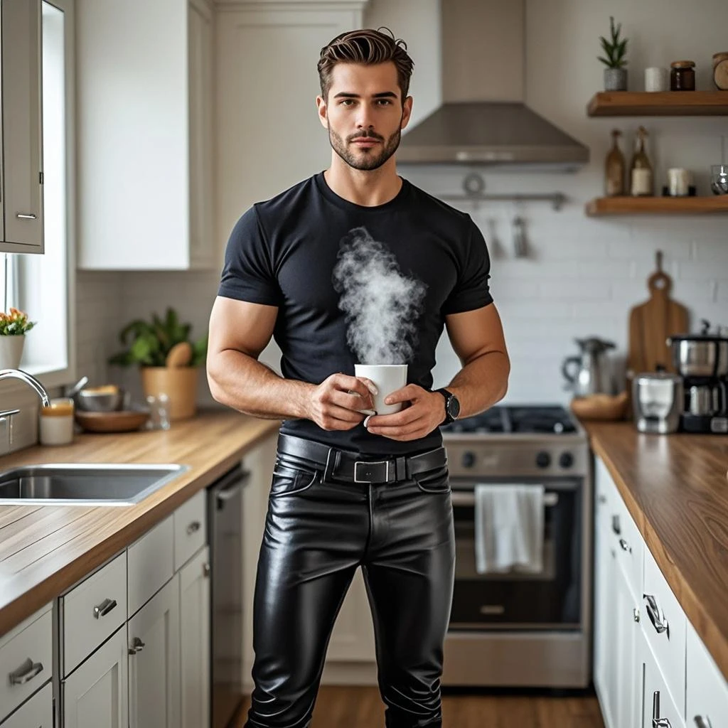 HD quality, high definition, a male chef 18 years old handsome, muscular and slim, red lips, leaning against table, ((exposed vagina)), model with bracelets, earrings, with sunglasses, fully nude and naked body, eyebrowse angry, side view, wearing boots sexy and seductive, with sweat, inside abandoned kitchen room, wearing white chef’s toque, spilled water to his body, sexy, glowing skin, oily skin, open Long coat,