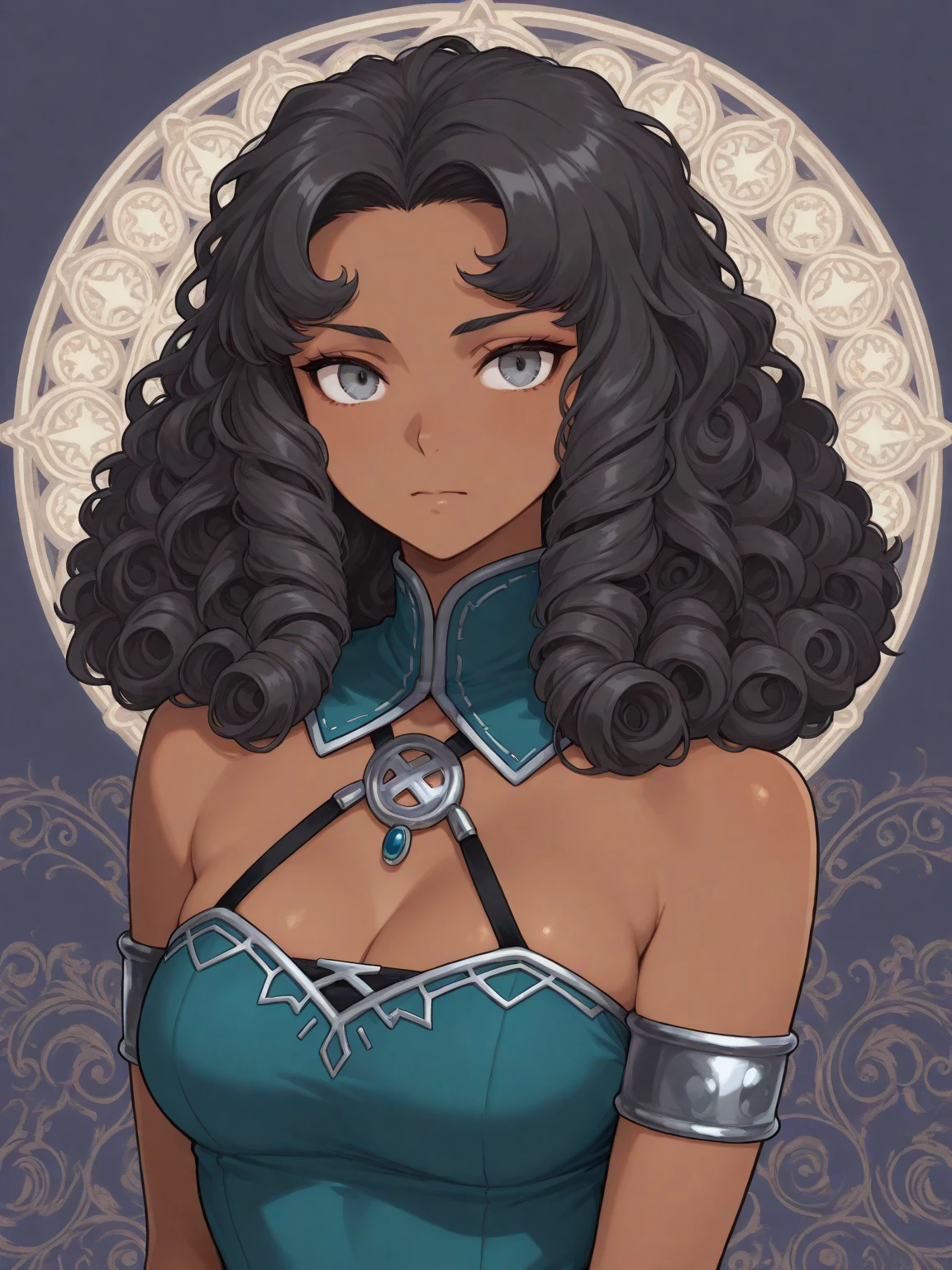 Tan 20s with very curly hair or early ear piercing