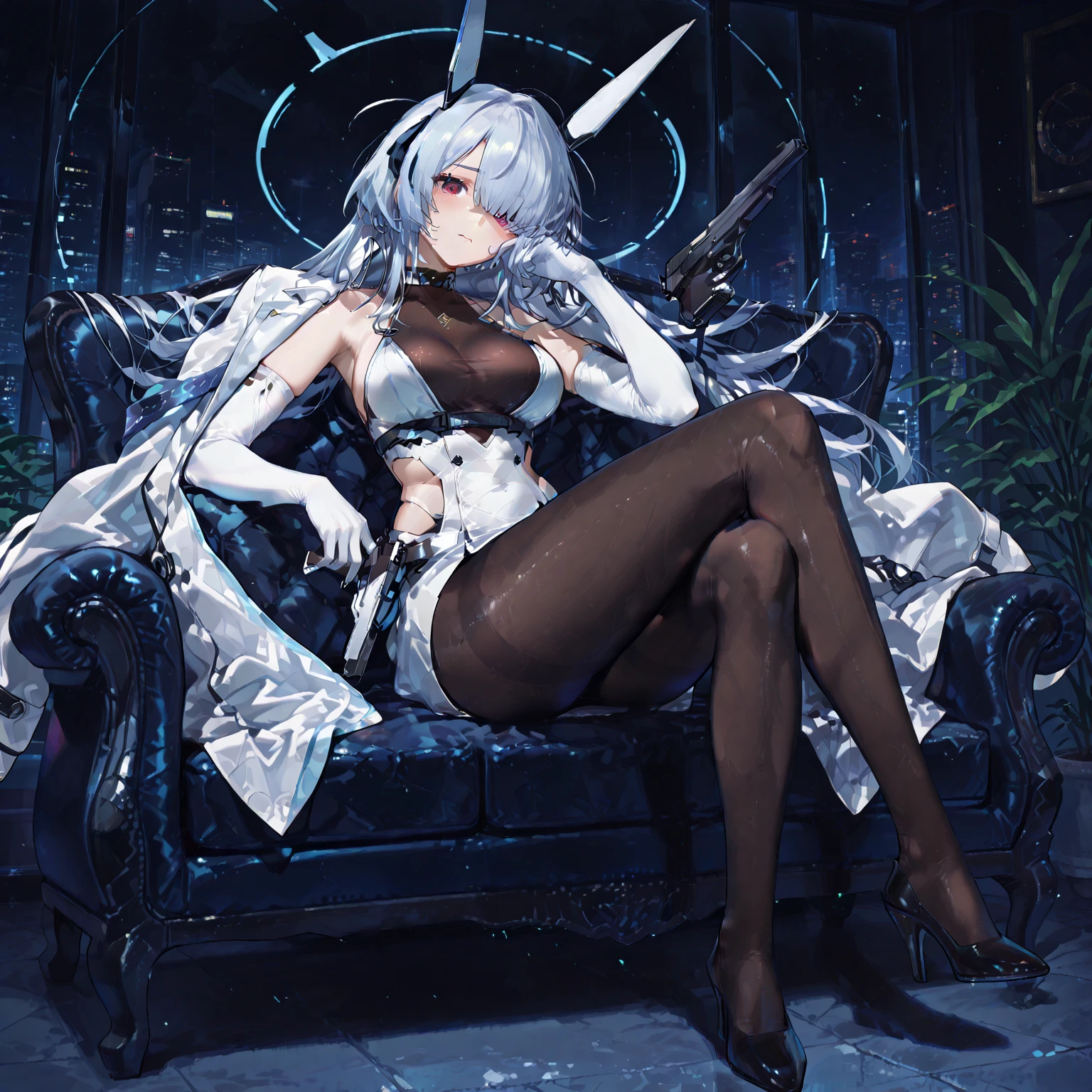 ((masterpiece:1.4,best quality)),(Super detailed),(Extremely detailed eyes),(Shiny socks:1.5),Hello Darkness
(Cute girls),15 years old,(Blood-red pupils,Diamond-shaped pupil:1.15),Purple Eyeshadow,(elongated hair,Thick hair,Single ponytail,shiny hair:1.5)(Changes through:1.2),despair,sad,Empty eyes,tears streaming down my face,tilting its head to the side,
(She wore a blue dress,:1.5),(Black gloves:1.4)Very long plush sleeves,White,White Cloud,Dream bubbles ,Ice and glitter effects
(Black long skirt:1.1),
((Starry Sky:1.2)),
(Intense black and white:1.16),(Depth of Field:1.4),,Intricate details,(((Detailed background,Castle in the Sky,Purple flowers by the lake))),(((Huge breasts,Bare breasts,Deep cleavage,White stiletto high heels,Transparent clothes)))
