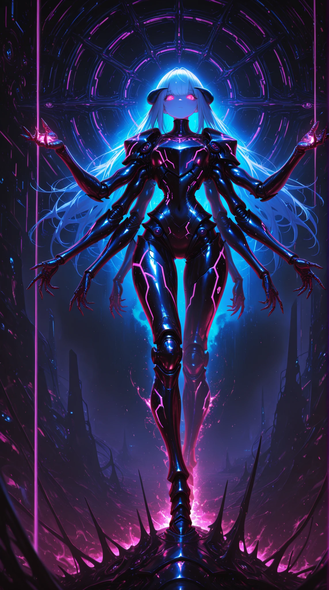 toned, cinematic, interdimensional (female:0.5) creature, biomechanical ghost, mesmerizing visual puzzle, hyper-detailed, artistic style, neural network, bioluminescent,