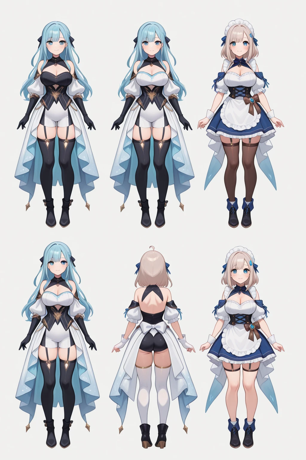 [(NO BACKGROUND:1.5),::5] (chara-sheet, WHITE BACKGROUND:1.5), [(mecha musume:1.5)::,5] (tight armor:1.5), (loli:1.5), [(SYMETRICAL:1.5),::5] standing, (default pose:1.5), (1girl:1.5), solo, (loli:1.4), full body, small breasts, short hair, looking at viewer, (open coat, robe, blue robe, modern, contemporary, futuristic:1.4), solo, full body, masterpiece, solo, beautiful, detailed eyes, detailed face, (white clothes:1.2), (blue stripes:1.3), (white hair:1.4), (cyberse:1.4), (loli:1.3), absurdres, ultra-detailed, masterpiece, highres, 4k, high quality, digital art, sparkling eyes, (thigh:1.3), (small breasts:1.4), short hair, (bare arms, bare hands:1.4), (navel cutout:1.3), navel