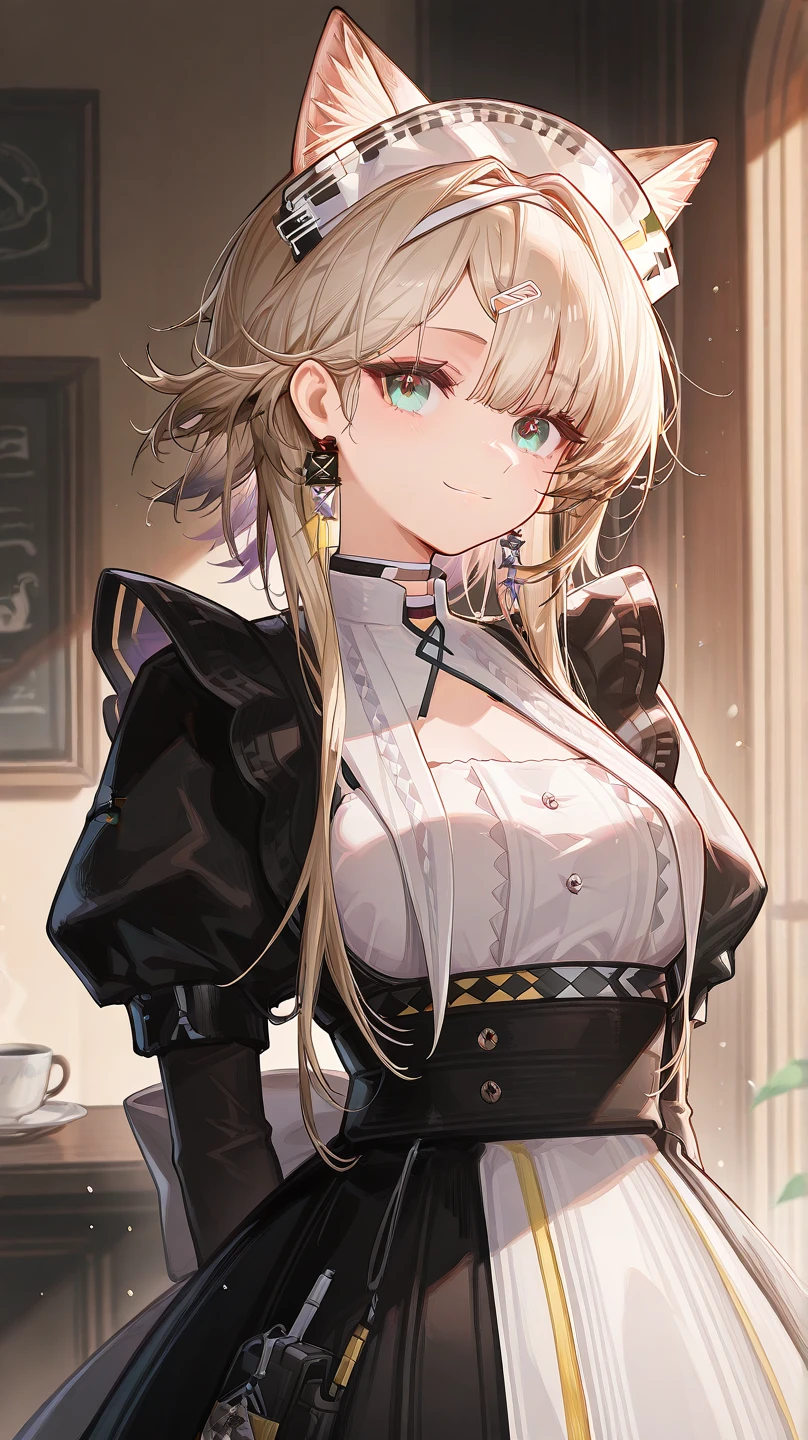 Please follow the all prompts below exactly and faithfully, This is a masterpiece of the most beautiful digital illustrations in the highest quality with maximum resolution, UHD, 512K, 2160p, 10 million ppi, 300 million dpi, natural tones, created with ultra-clear details, the highest realistic skin and hair texture, the most beautiful detailed eye features, a perfect anatomically correct human body, a beautiful background with depth, the rule of thirds, depth of field, and the best and most beautiful natural lighting, 1woman, sexy, 25years old, beautiful face sharp, elegant woman, Ultimate perfect body style, beautiful beautiful big breasts, Maximize upturned breasts, green eyes, shiny blonde hair, short hair, bob cut, (eyes visible through hair:1.3), glossy very thick lips, pink lipstick, shiny red clothes, maid costume, drop shoulder dress, bustier, Ultimate high leg, thong, at the living room,